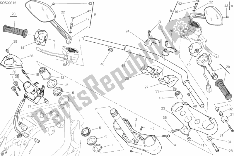 All parts for the Handlebar of the Ducati Diavel Xdiavel S Thailand 1260 2017